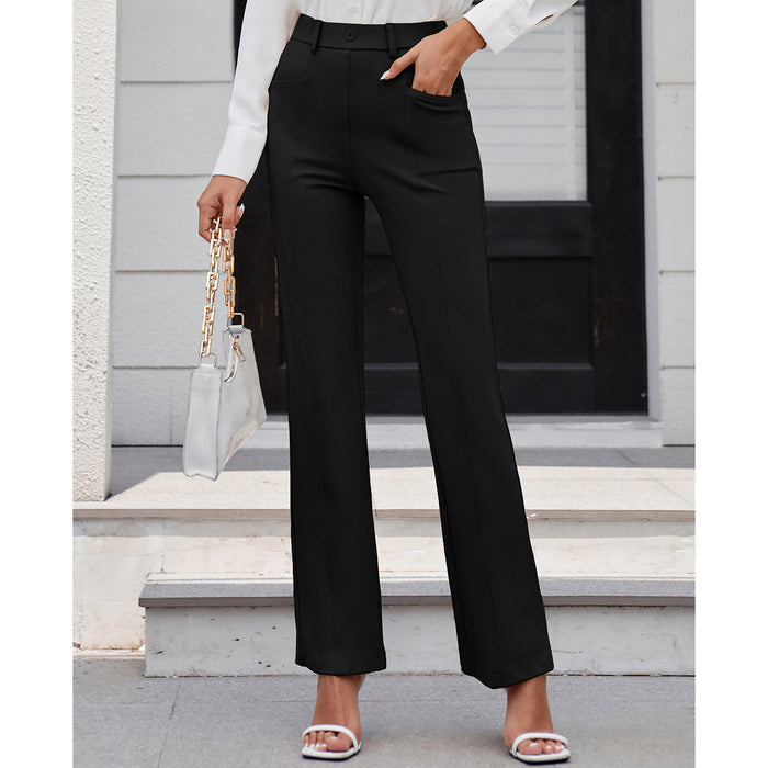 Color-Women Clothing Solid Color Pocket Work Pant-Fancey Boutique