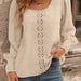 Color-Women Round Neck Puff Sleeve Big Polka Dot Stitching Lace Smocking Shirt-Fancey Boutique