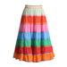 Color-Vacation Rainbow Striped Skirt Autumn High Waist Stitching Colorful Loose Slimming Midi Skirt for Women-Fancey Boutique