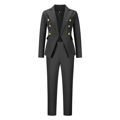 Color-Black-Autumn Winter Office Long Sleeve Small Work Pant Suit Casual Professional Women-Fancey Boutique
