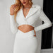 Color-Office Two Piece Women Sexy White High End Long Sleeve Small Suit Outfit Skirt-Fancey Boutique