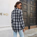 Color-Plaid Shirt Brushed Long Sleeve Mid-Length Loose Shirt Women Top Women Clothing-Fancey Boutique