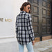 Color-Black-Plaid Shirt Brushed Long Sleeve Mid-Length Loose Shirt Women Top Women Clothing-Fancey Boutique