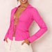 Color-Sexy Solid Color Women Lace Up Placket Cropped Shirt Women-Fancey Boutique