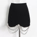 Color-Black Skirt-Skirt Set Autumn Rhinestone Chain Stitching Black Short Sheath Slim Skirt-Fancey Boutique