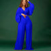 Color-Long Sleeved V neck Top Wide Leg Pants Suit Pleated Wide Leg Pants Two Piece Suit-Fancey Boutique