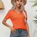 Color-nacarat-Twist Collared Short Sleeved Sweater Women Twisted Short Top Summer Women Clothing-Fancey Boutique