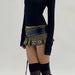 Color-Sexy Mini Skirt Lace Up Leather Big Belt Street Punk Sexy Pleated Skirt-Fancey Boutique