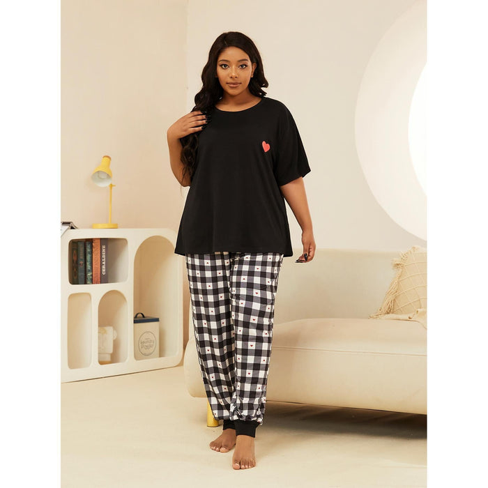 Color-Plus Size Pajamas Women Girls Spring Short Sleeve Trousers Homewear Suit-Fancey Boutique