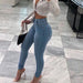 Color-light blue-Spring Women Wear High Waist High Elasticity Slim Fitting Ankle Tied Pen Holder Women Jeans-Fancey Boutique