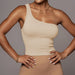 Color-Short Slim-Fit Ribbed Top Summer Women Clothing Trendy One-Shoulder Sleeveless Camisole-Fancey Boutique