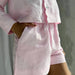 Color-Cotton Linen Pink Stand-up Collar Long-Sleeved Shorts Suit Summer Women Clothing Two Piece Suit-Fancey Boutique