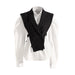Color-Shirt Vest Suit-Spring Elegant Outfit Slimming Puff Sleeve White Shirt Waist Trimming Lace up Two Piece Vest Set-Fancey Boutique