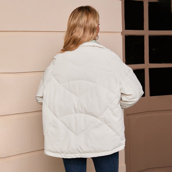 Color-Autumn Winter down Jacket Women Padded Collared High Quality White Duck down Coat-Fancey Boutique