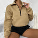 Color-Autumn Women Clothing Loose Zip Collar Long Sleeve Sweatshirt Tops-Fancey Boutique