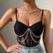 Color-Sexy Sexy Lace Boning Corset Steel Ring Breasted Slim Fit Pearl Chain Sling A001-Fancey Boutique