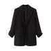 Color-Black-Women Clothing Design Sleeve Fashionable Casual Blazer-Fancey Boutique