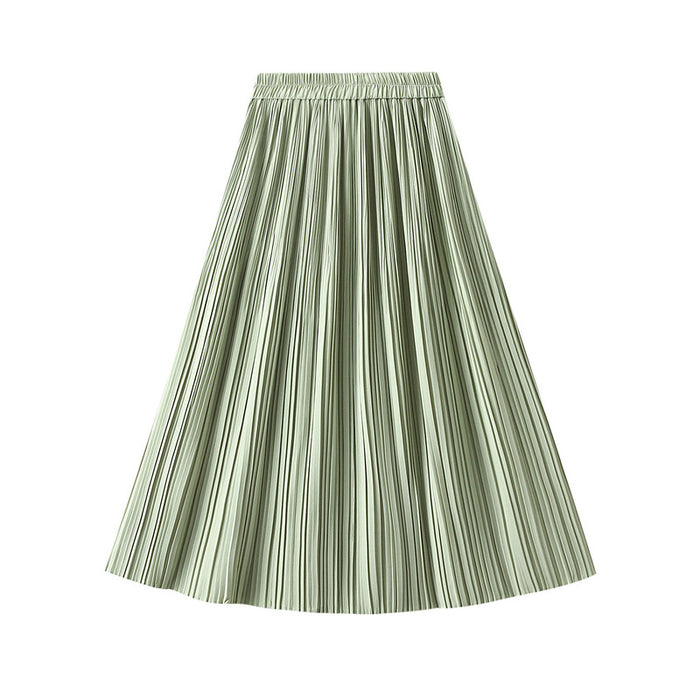 Color-Summer High Waist Pleated Skirt Spring Summer Korean Drape Young Slimming Skirt Pink-Fancey Boutique