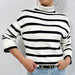 Color-Contrast Color Striped Sweater Women Fall Winter Slim Inner Knitted Top High Collar Bottoming Sweater-Fancey Boutique