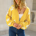 Color-Yellow-Fall Cardigan Internet Celebrity Street Hipster Short Sweater Floral Sweater Women-Fancey Boutique