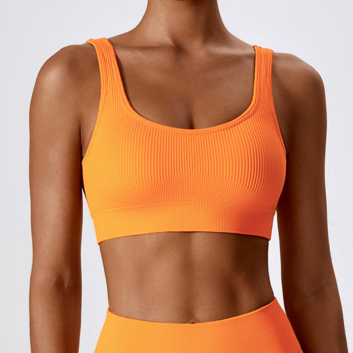 Color-Orange-Seamless Beauty Back Yoga Bra Outer Wear Running Exercise Underwear Tight Fitness Yoga Clothes Women-Fancey Boutique