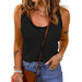 Color-Black-Women Clothing Spring Autumn Vest Comfort Casual Solid Color U Neck T shirt Women-Fancey Boutique