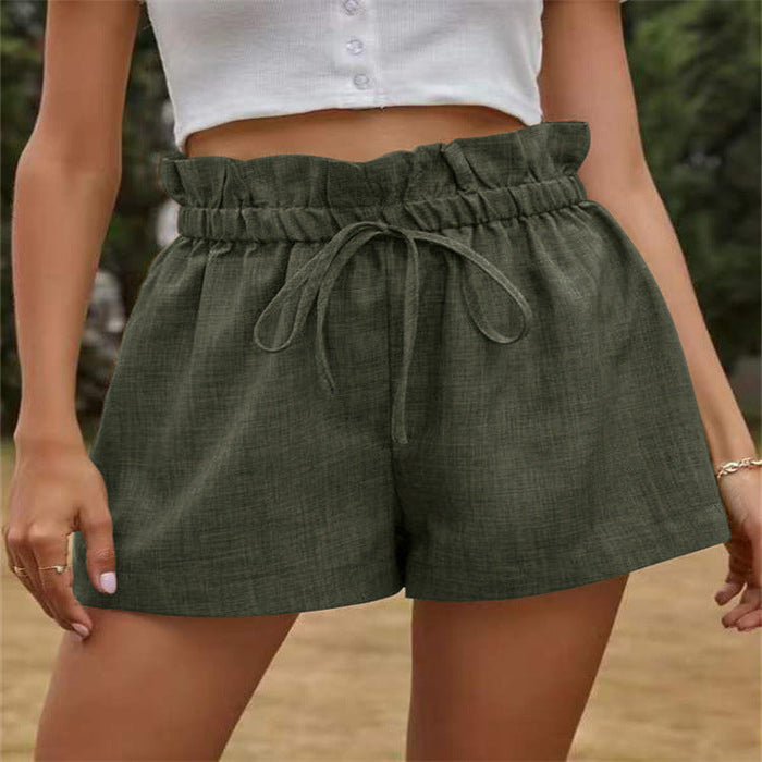 Color-Casual Comfortable Shorts for Women Summer High Waist Lace-up Loose Wide Leg Pants Women-Fancey Boutique