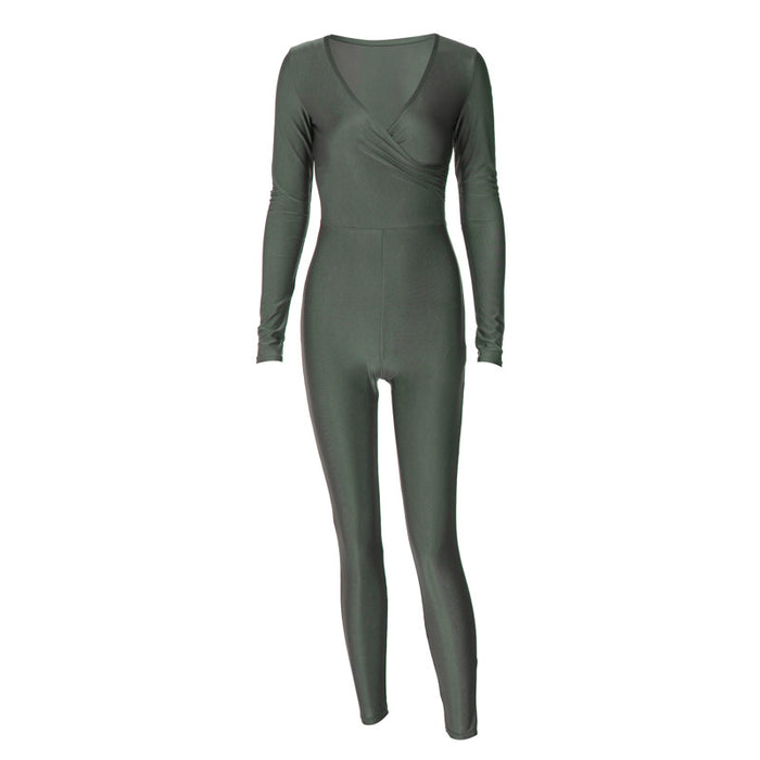 Color-Women Clothing Fall Winter Solid Color Slim Sports Yoga Long Sleeve Jumpsuit Women-Fancey Boutique