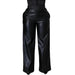 Color-Women Clothing Solid Color Loose Wide Leg Pocket Faux Leather Pants-Fancey Boutique