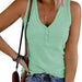 Color-Green-Summer Women Breasted Knitted Vest Solid Color V neck Sleeveless Top Women-Fancey Boutique