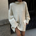 Color-Ivory-Autumn Winter Clothing Lazy Chic Office Knitted Loose Turtleneck Maxi Dress Sweater-Fancey Boutique