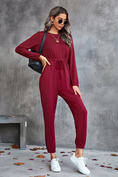 Color-Autumn Winter Women Clothing Classic Casual Long Sleeve Solid Color Jumpsuit-Fancey Boutique