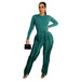 Color-Green-Women Clothing Suit Tassel Lace Jumpsuit Two Piece Set Solid Color Sports Autumn Winter-Fancey Boutique