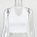 Color-White-Summer Solid Color Slim Fit Short Sleeveless Top Women V Neck Backless Halter Vest-Fancey Boutique