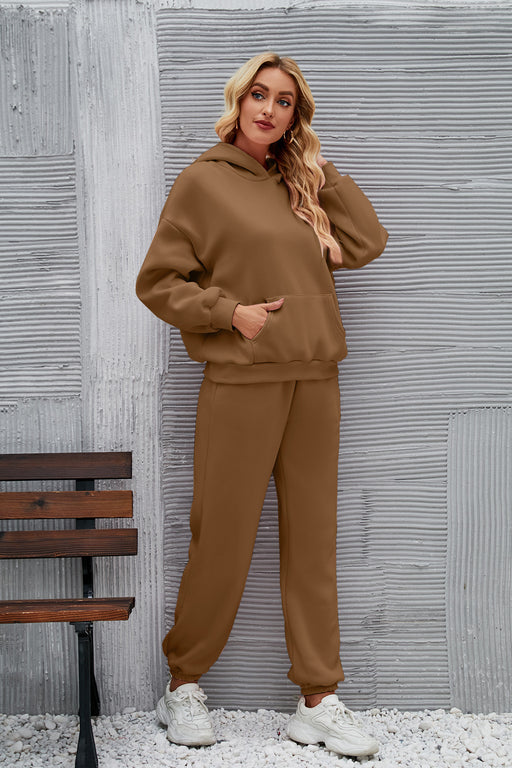 Color-Winter Casual Hooded Long Sleeve Solid Color Ankle Tied Casual Suit for Women-Fancey Boutique