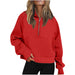 Color-Autumn Winter Women Scuba Sports Half Zipper Yoga Clothes Loose Short Hood Fleece Lined Sweater Sweater-Fancey Boutique