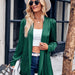 Color-Green-Autumn Winter Casual Women Wear Solid Color Mid Length Cardigan Shirt Women-Fancey Boutique