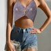 Color-Summer Inner Wear Slim Backless Fishnet Rhinestone Tassel Suspender Vest-Fancey Boutique