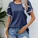 Color-Purplish Blue-Women Clothing Summer Round Neck Tassel Tulip Sleeve T Shirt Casual Top Women-Fancey Boutique