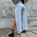 Color-Sexy High Waist Jeans Women Washed Hollow Out Cutout out Baggy Pants-Fancey Boutique