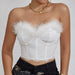 Color-Summer Wear Sexy Lace Low Cut Backless Feather Steel Ring Boning Corset Sexy Tube Top-Fancey Boutique