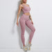 Color-Light Pink Two-Piece Set-No T Line Tights Fitness Suit Peach Hip Shaping High Waist Tight Sports Pants Back-Shaping Running Yoga Bra Women-Fancey Boutique