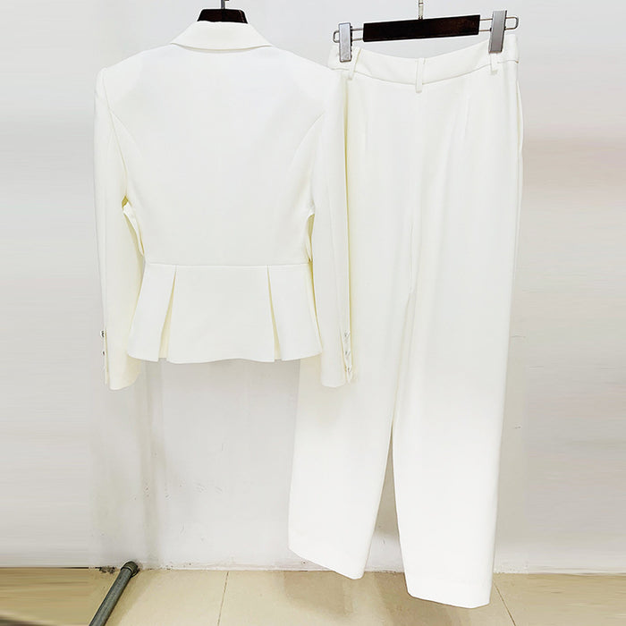 Color-Hollowed out Heart Shaped Slim Fit One Button Suit Split Trousers Suit Two Piece Set-Fancey Boutique