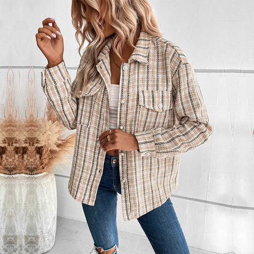 Color-Autumn Winter Women Wear Plaid Shirt Outerwear Women-Fancey Boutique