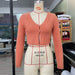 Color-Orange-Women Sweater Fall/Winter Long Sleeves Cropped Short Cardigan Top-Fancey Boutique