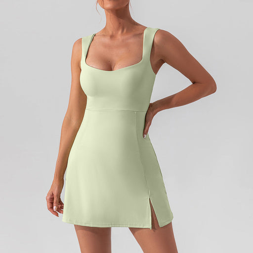Color-Mint-Sexy Sling Solid Color Yoga Tennis Lightweight Breathable Outdoor Golf Sports Dress Women-Fancey Boutique
