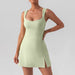 Color-Mint-Sexy Sling Solid Color Yoga Tennis Lightweight Breathable Outdoor Golf Sports Dress Women-Fancey Boutique