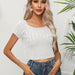 Color-Twist Square Collar Short Sleeve Knitwear Women Twisted Cropped Short Knitted Top Women Clothing-Fancey Boutique