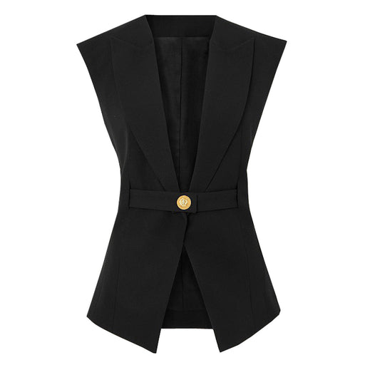 Color-Black-Summer Sleeveless Slim Fit Office Women Business Vest Women-Fancey Boutique