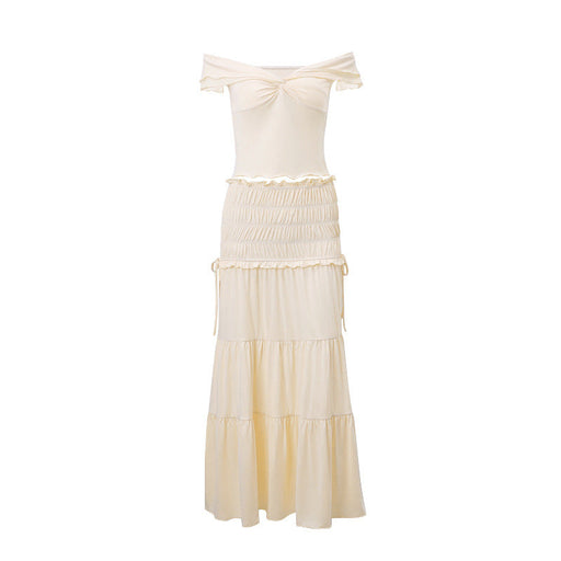 Color-White Vest-Summer Women Sexy Cropped Low Cut Short Vest French Pleated Skirt Set Women-Fancey Boutique
